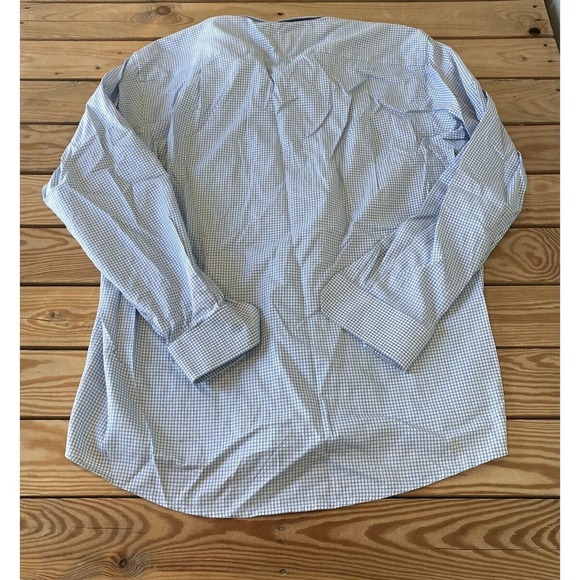 Eton Button Down Check Dress Shirt Size 17.5 Men’s Blue - Picture 2 of 8